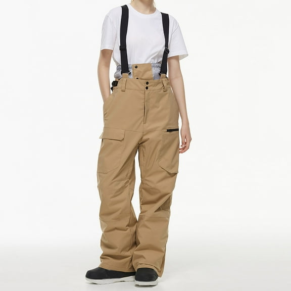 Qulqfy Stretch Pants for Men Cargo Yellow Baggy Overalls Hiking Wide Leg Winter Ski Pants Waterproof Pants for Men XS