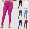 thumbnail image 1 of Qulqfy Stretchy Women Jeans Summer Petite Skinny Pink Denim High Waisted Casual Jeans Trouser Pants for Women XL, 1 of 6