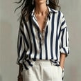 thumbnail image 1 of Qulqfy Striped Women Blouses V-Neck Loose Casual Long Sleeve Trendy Business Button Down Down Dressy Spring Summer Tops for Women 2026 M, 1 of 6
