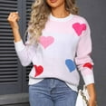 thumbnail image 1 of Qulqfy Sweater for Women Cute Long Sleeve White Pullover Hearts Knitted Crew Neck Tops Womens Fall Sweaters S, 1 of 6