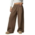 thumbnail image 1 of Qulqfy Sweatpants Women Workout Wide Leg Bronze Fleece Lined Comfy Pull On Baggy Fall Pants Womens Pants L, 1 of 9