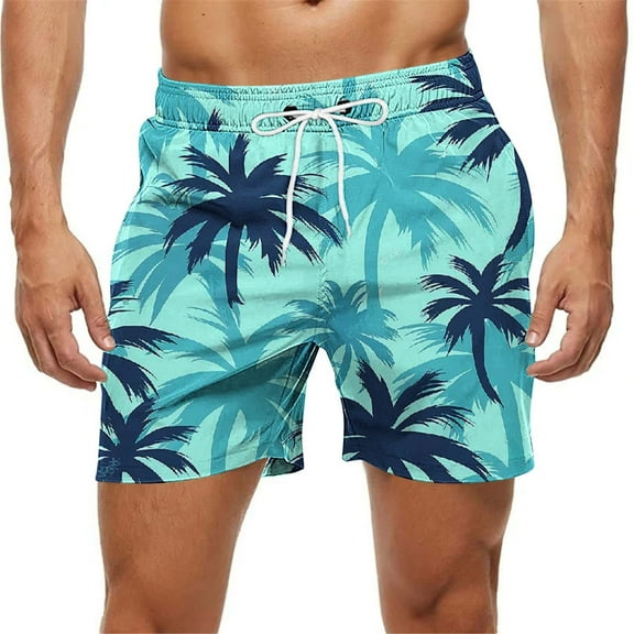 Qulqfy Swim Trunks Men 7 Inch Inseam Big & Tall Hawaiian Print Quick Dry Board Shorts Stretch Summer with Pockets Drawstring Beach Shorts Bathing Suit Men 5XL