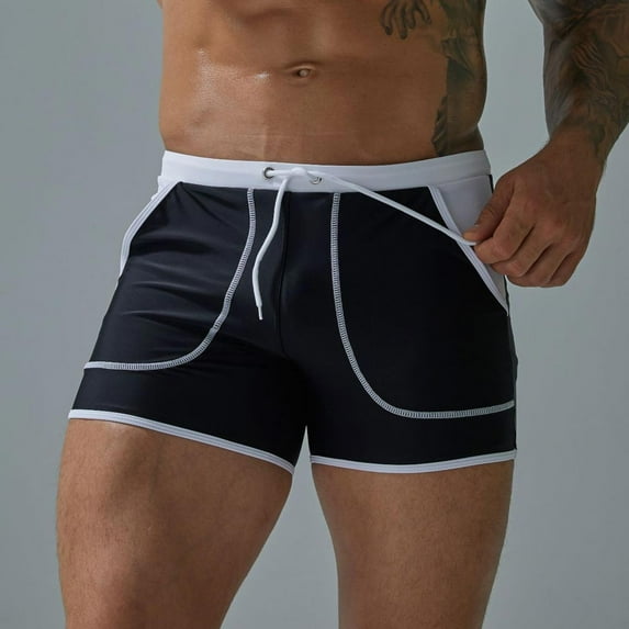 Qulqfy Swim Trunks Men Boxer Brief Liner 5 Inch Inseam Quick Dry Board Shorts Stretch Pool Drawstring with Pockets Beach Shorts Mens Swimsuit L