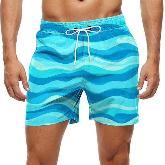 Qulqfy Swim Trunks Men Hawaiian Print Quick Dry 7 Inch Inseam Big & Tall Board Shorts Stretch with Pockets Drawstring Summer Beach Shorts Bathing Suit Men L