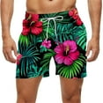 thumbnail image 1 of Qulqfy Swim Trunks Men Quick Dry 7 Inch Inseam Hawaiian Print Big & Tall Board Shorts Pool with Pockets Drawstring Stretch Beach Shorts Mens Swimsuit L, 1 of 6