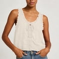 thumbnail image 1 of Qulqfy Tank Tops for Women Cotton Lace Sleeveless White Scoop Neck Casual Button Down Tunic Flowy Summer Tops M, 1 of 6