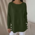 thumbnail image 1 of Qulqfy Tops Women Side Split Tunic Green Crew Neck Waffle Knit Shirts Spring Long Sleeve Fall Shirts Womens Holiday Tops L, 1 of 7
