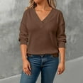 thumbnail image 1 of Qulqfy Tops Women Waffle Knit Plus Size V Neck Bronze Tunic Shirts Fall Long Sleeve Spring Shirts Dressy Tops for Women L, 1 of 9