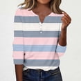 thumbnail image 1 of Qulqfy Tops for Women Dressy Casual Plus Size 3/4 Sleeve Spring Shirts Striped Fall V Neck Tops Blouses for Women L, 1 of 6