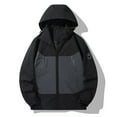 thumbnail image 1 of Qulqfy Travel Fall Jackets for Men Hiking Black Lightweight Waterproof Hooded Outdoor Windbreaker Rain Coats for Men XL, 1 of 9
