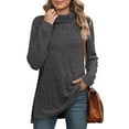 thumbnail image 1 of Qulqfy Turtleneck Women's Sweaters Pullover Dressy Gray Ribbed Knit Business Casual Shirts Lightweight Sweaters for Women XL, 1 of 6