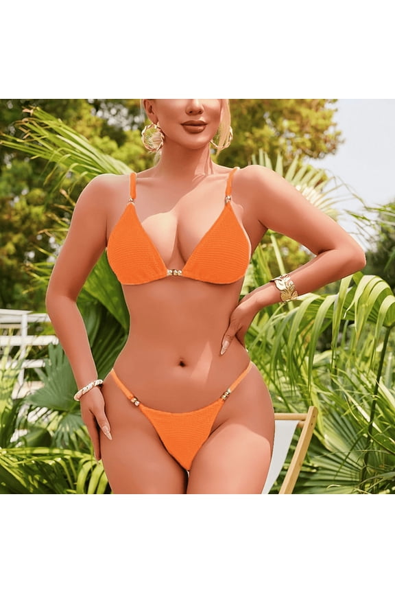 Two Piece Swimsuit for Women Bikini Triangle Micro Bathing Suit String Slutty Cheeky Thong Swimwear for Women M