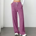 thumbnail image 1 of Qulqfy Uncuffed Sweatpants for Women Ribbed Pink Baggy Sweat Pants High Waisted Wide Leg Pull On Pants for Women, 1 of 7
