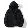 thumbnail image 1 of Qulqfy Warm Men Hoodie Zip Front Cotton Black Fleece Casual Long Sleeve Winter Hooded Fall Sweatshirts Jacket Men L, 1 of 9