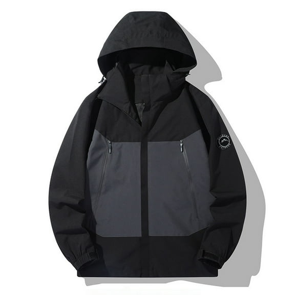 Qulqfy Waterproof Wind Breaker Jackets Mens Lightweight Black Travel Hiking Hooded Outdoor Windbreaker Raincoat for Men L