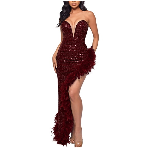 Qulqfy Wedding Guest Summer Dresses for Women 2026 Sleeveless High Waisted Maxi Deep V-Neck Corset Open Back Asymmetric Hem Wrap Lace Long Dress Red