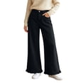 thumbnail image 1 of Qulqfy Wide Leg Baggy Womens Jeans 2026 High Waisted Raw Hem Black Stretchy Plus Size Straight Leg Trousers Clothing 2XL, 1 of 8