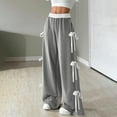 thumbnail image 1 of Qulqfy Wide Leg Women's Pants 2025 Gray Baggy Bow-Tie Casual High Waisted Solid Color Pants Trousers for Ladies M, 1 of 7