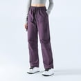 thumbnail image 1 of Qulqfy Wind Resistant Pants for Women Waterproof Purple Hiking Outdoor Pants Drawstring Women Casual Trousers M, 1 of 9