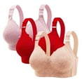 thumbnail image 1 of Qulqfy Wireless Bras for Women Lift Multicolor Backless Lace 3 Pack Padded Plus Size Bras Tshirt Bras for Women S, 1 of 8