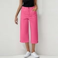thumbnail image 1 of Qulqfy Women Capri Pants Flat Front Stretch Pink Wide Leg Dressy Capris Summer High Waisted Pants with Pockets Office Pants for Women S, 1 of 6