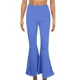 thumbnail image 1 of Qulqfy Women Flare Pants Bell Bottom Plus Size Casual Bootcut Plain Blue Pants XL, 1 of 5
