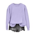 thumbnail image 1 of Qulqfy Women Long Sleeve Sweatshirts Pullover Crew Neck Plain Purple Sweatshirts Fall Women's Basic Tops L, 1 of 5