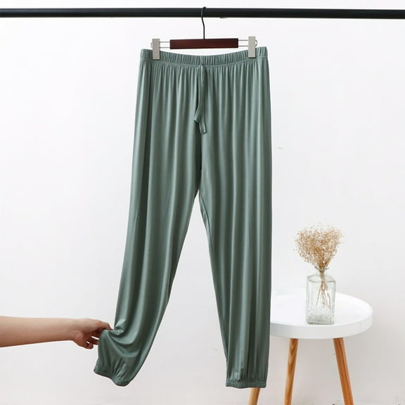 Qulqfy Women Lounge Pants Casual Green Taper Cotton Pants Drawstring Womens Soft Joggers 2XL