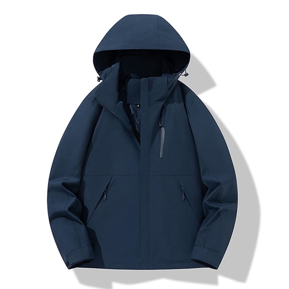 Qulqfy Women Nylon Windbreaker Jackets Lightweight Hiking Zip Up Jackets Blue Raincoat for Women with Hood XXL