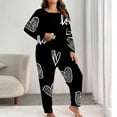 thumbnail image 1 of Qulqfy Women Pajamas Sets Cute Valentine Day Soft Plus Size Pink Long Sleeve Crew Neck Tops and Jogger Pants Heart Print Sleepwear Comfy Pjs for Women Set L, 1 of 6