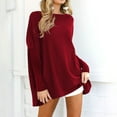 thumbnail image 1 of Qulqfy Women Plus Size Tops Flowy Red Crew Neck Long Sleeve Fall Blouses Womens Plain Shirts L, 1 of 7