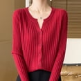 thumbnail image 1 of Qulqfy Women Ribbed Cardigan Sweaters Knitted Red Button-Up Henley Fall Sweaters Womens Lightweight Shirts M, 1 of 5