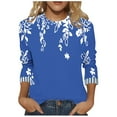 thumbnail image 1 of Qulqfy Women Tops 3/4 Sleeve Floral Plus Size Spring Shirts Fall Crew Neck Dressy Casual Tops Womens Blouses M, 1 of 6