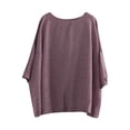 thumbnail image 1 of Qulqfy Women Tops Cotton Linen 3/4 Sleeve Oversized Shirts Crew Neck Casual Plain Lounge Fall Tops Womens Blouses 4XL, 1 of 2