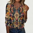 thumbnail image 1 of Qulqfy Women Tops Plus Size Boho 3/4 Length Sleeve Spring Shirts Fall V Neck Dressy Casual Tops Womens Blouses L, 1 of 6