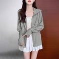 thumbnail image 1 of Qulqfy Women's Athletic Jackets Lightweight Zip Up Sun Protection Gray Jackets Womens Workout Tops with Thumb Holes 2XL, 1 of 5