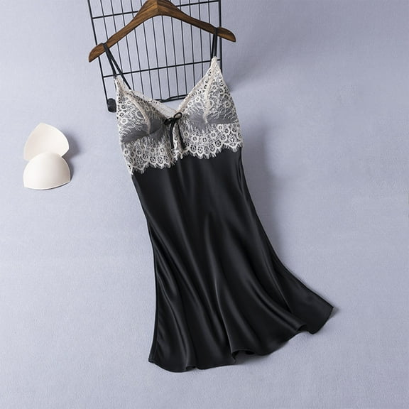 Qulqfy Women's Black Robe Bridesmaid Shower Short Wedding Party Strappy Lace Bathrobe with Padded Women's Pajamas L