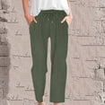 thumbnail image 1 of Qulqfy Women's Corduroy Pants Lounge Cotton Wide Leg Drawstring Casual Comfort Green Pants L, 1 of 6