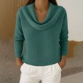 thumbnail image 1 of Qulqfy Women's Cowl Neck Sweatshirt Waffle Knit Green Plus Size Tunic Sweatshirt Fall Spring Long Sleeve Shirts Womens Going Out Tops 5XL, 1 of 9