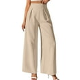 thumbnail image 1 of Qulqfy Women's Formal Trousers Yellow Palazzo Dressy Wide Leg Trousers Office Women High Waist Pants L, 1 of 9