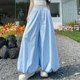thumbnail image 1 of Qulqfy Women's Harem Pants High Waist Lantern Wide Leg Pants Blue Fall Casual Trousers for Women XL, 1 of 9