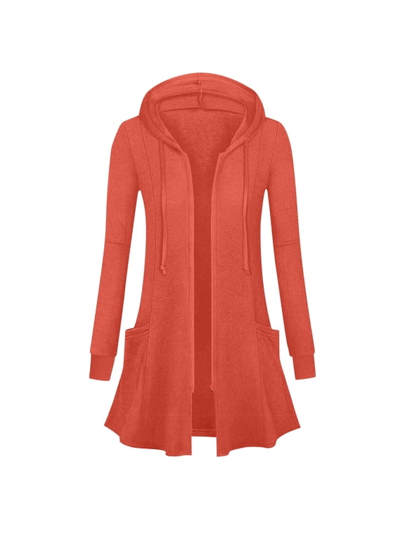 Women's Long Jackets Petite Sweatshirt Tunic Full Zip Up Fall Winter Hooded Lightweight Coat Women Sweatshirt