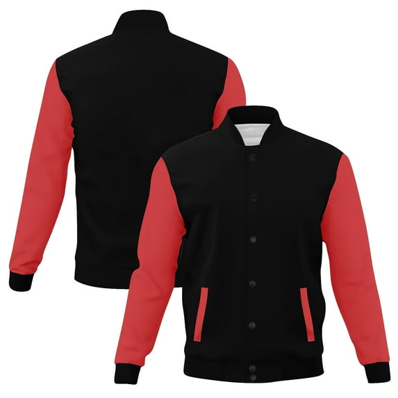 Qulqfy Women's Long Sleeve Varsity Jacket Color Block Baseball Lightweight Black Bomber Womens Button Down Shackets with Pockets S