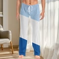thumbnail image 1 of Qulqfy Women's Pants Lounge Blue Baggy Pants Wide Leg Color Block Elastic Waist Pull On Pants for Women, 1 of 7
