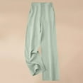thumbnail image 1 of Qulqfy Women's Plain Pants Nylon High Waist Wide Leg Pants Green Thin Flowy Trousers for Women 2XL, 1 of 3