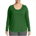 thumbnail image 1 of Qulqfy Women's Plus Size Shirts Long Sleeve Scoop Neck Plain Shirts Green Basic Women Tunic Tops 3XL, 1 of 6