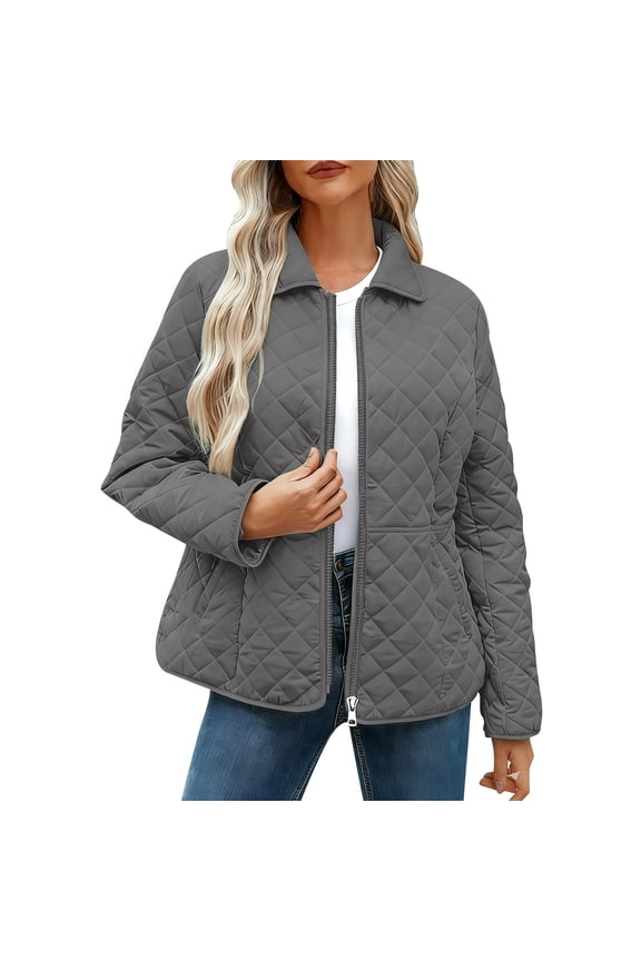 Women's Puffer Jackets Full Zip Up Winter Coat Lightweight Fall Thin Collared Winter Winter Coat for Women