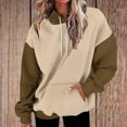 thumbnail image 1 of Qulqfy Women's Pullover Sweatshirts Color Block Long Sleeve Drop Shoulder Sweatshirts Brown Womens Fall Tops L, 1 of 7