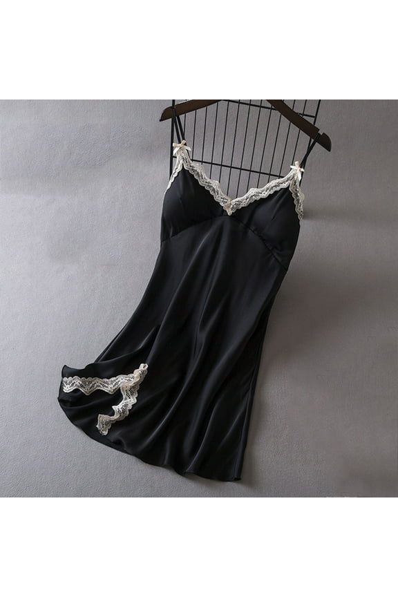 Women's Robe Black Short Bath Wedding Party Bridesmaid Strappy Dressing Gown with Padded Women's Pajamas L