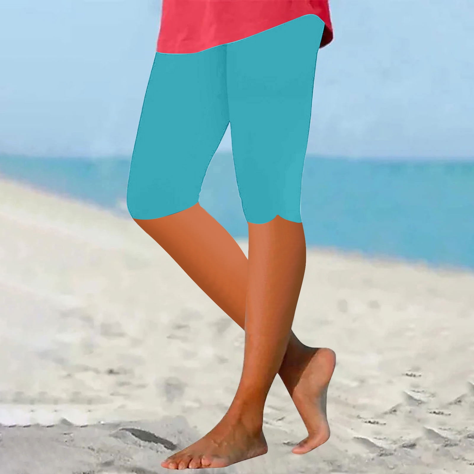 Qulqfy Women's Shorts Bermuda Solid Color Wide Leg Tight High Waist